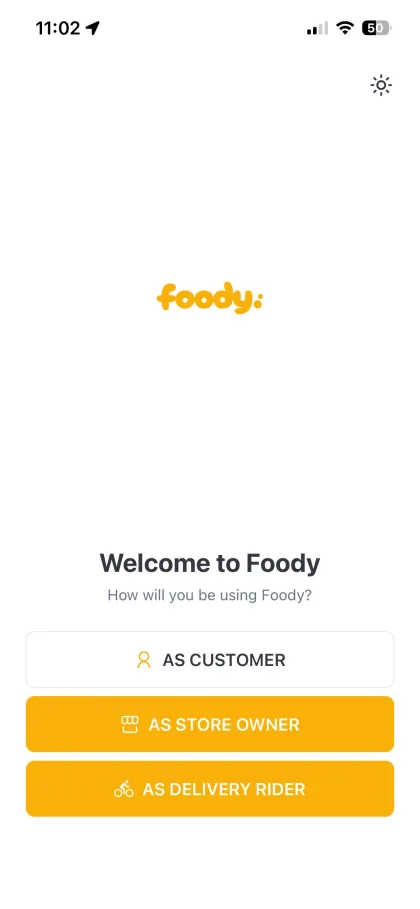 Foody app welcome screen