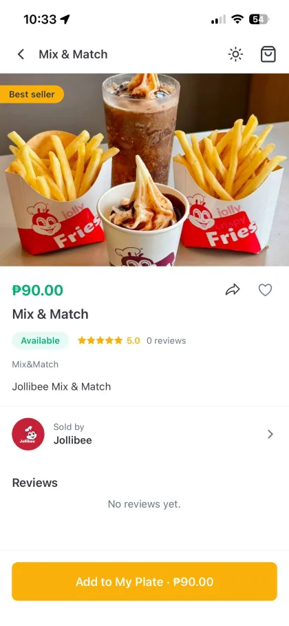 Browsing a store's menu on Foody